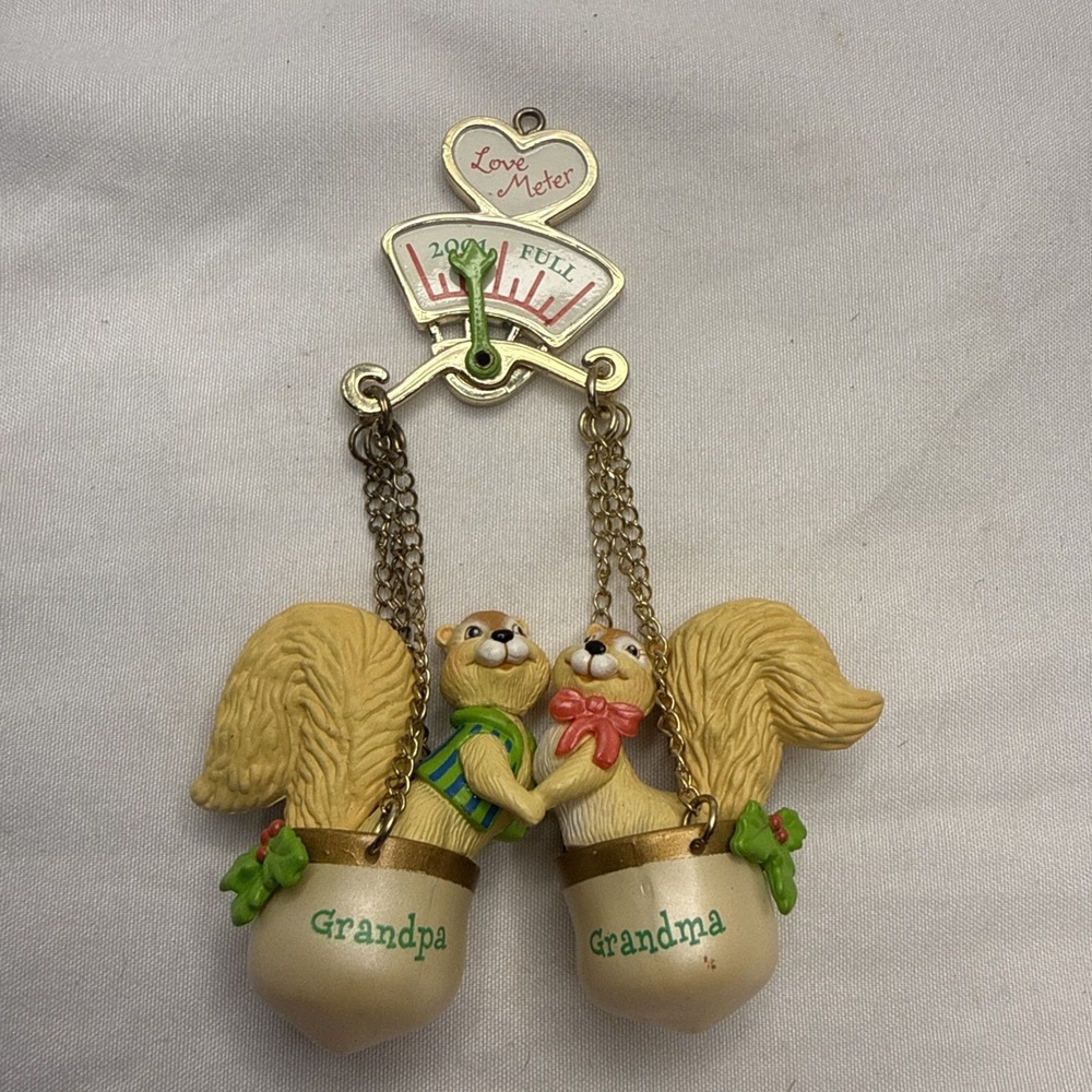 Carlton Cards Sweetheart Squirrel Scale Christmas Ornament Grandpa Grandma VTG